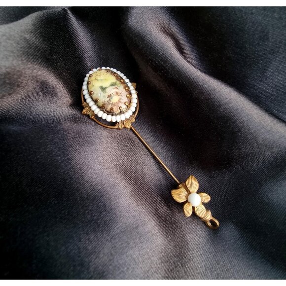 Rare Find Vintage 1930s MIRIAM HASKELL Unsigned Baroque Style Gold Toned Stick H - Picture 4 of 6